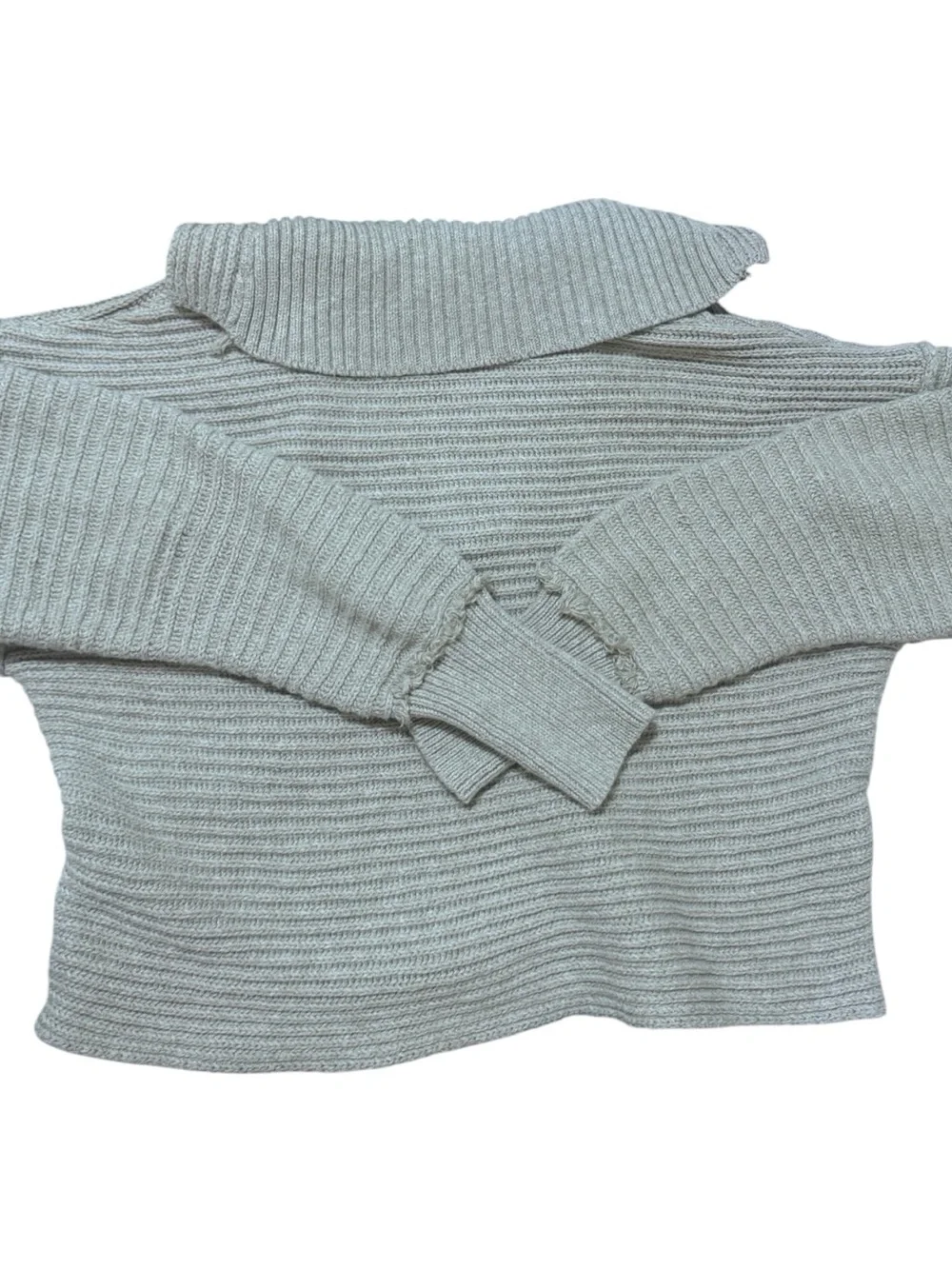 Free People Textured Ribbed V-Collar Sweater - Beige